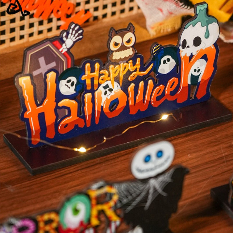 Halloween Wooden Tabletop Sign Seasonal Decor