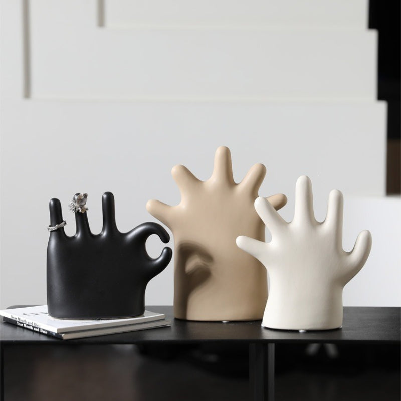 Modern Ceramic Hand Jewelry Holder Ring Display Stand Decor