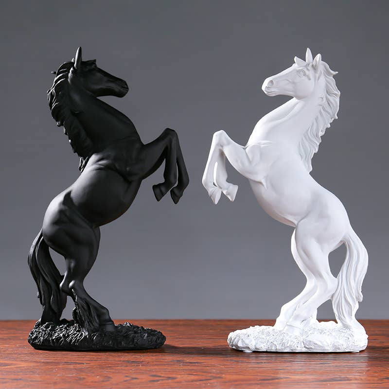 Elegant Resin Rearing Horse Figurine Home Office Decor