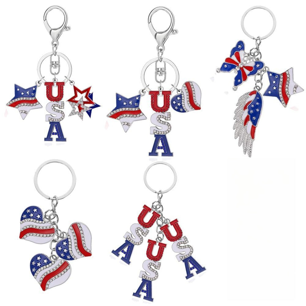 4th of July Patriotic USA Flag Keychain Accessory