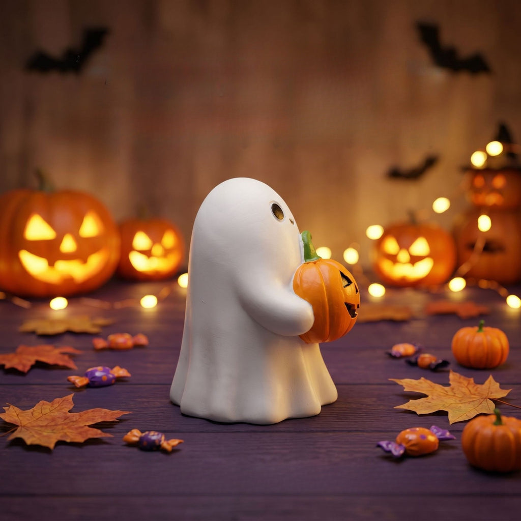 Halloween Ghost Pumpkin Resin Figurine Holiday Table Decor