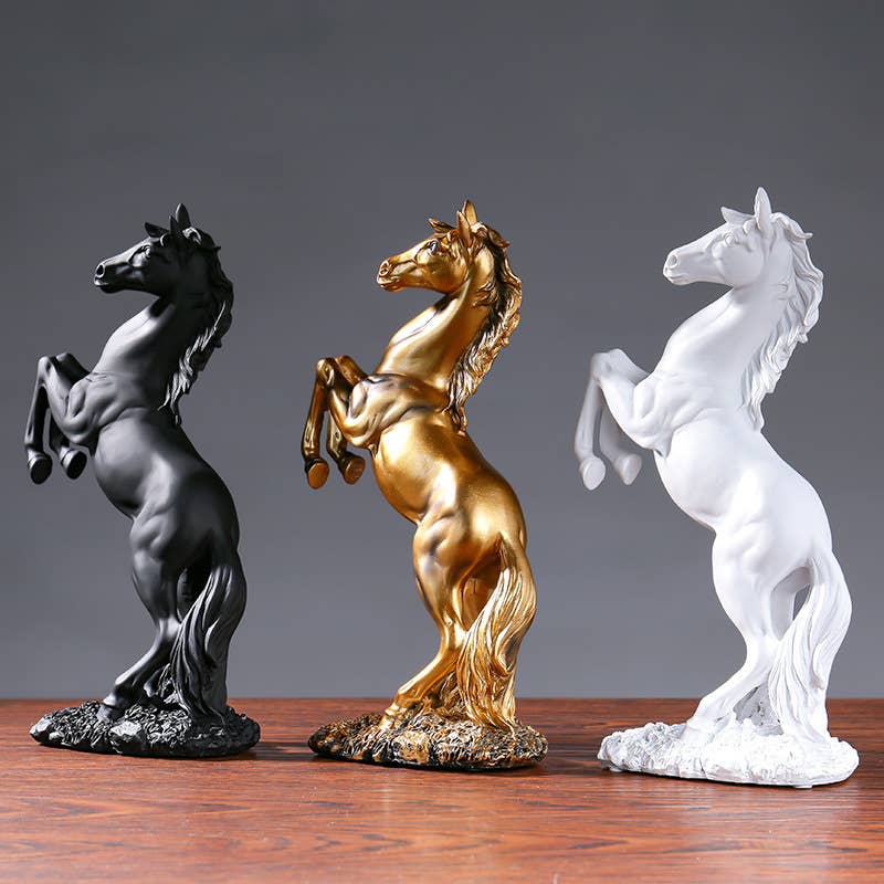 Elegant Resin Rearing Horse Figurine Home Office Decor