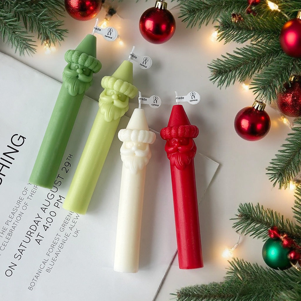 Santa Claus Pillar Candle Christmas Holiday Decor