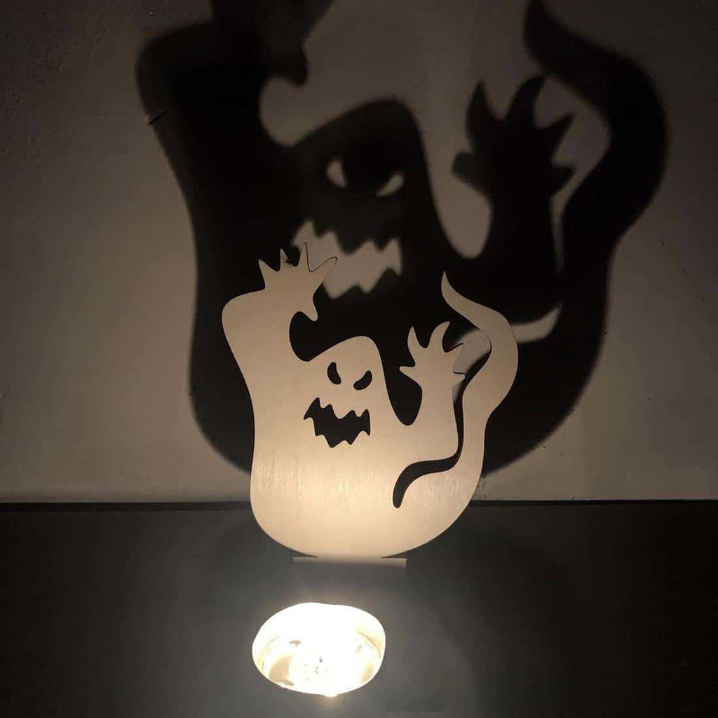 Halloween Wooden Ghost Candle Holder Tabletop Decor