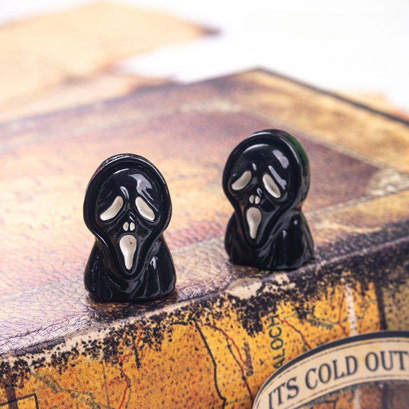 Halloween Resin Mini Figurine Set Spooky Pumpkin Ghost Tabletop Decor