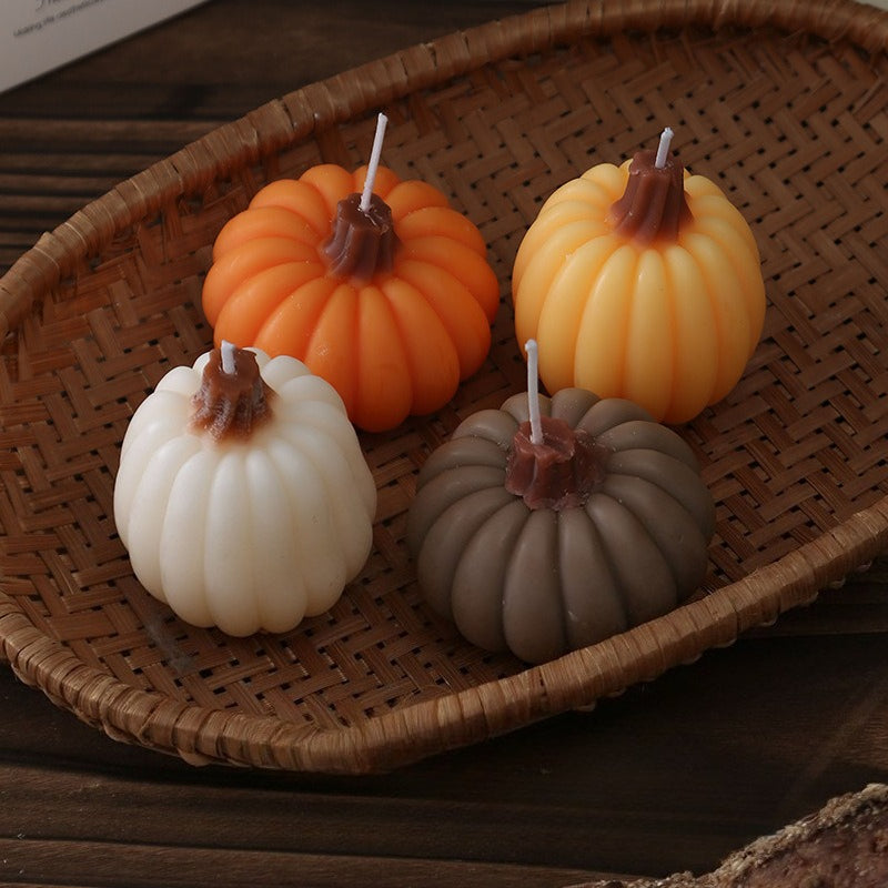 Pumpkin Shaped Scented Candle Fall Halloween Home Decor