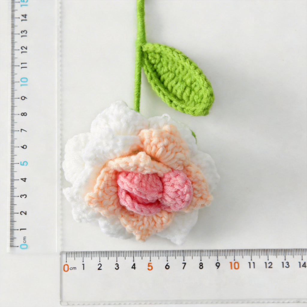 Handmade Crochet Rose Flower Decor Gift Knitted Bouquet