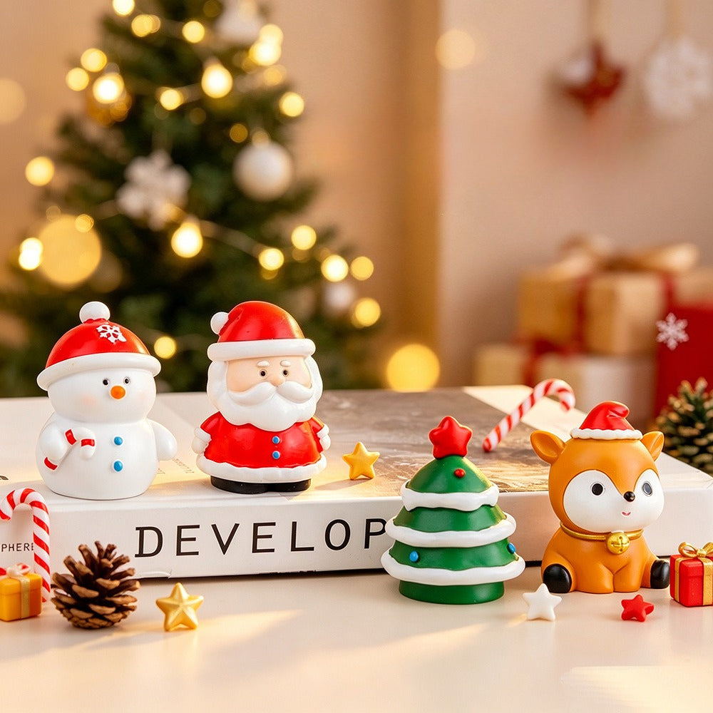 Resin Christmas Miniature Figurines Holiday Tabletop Decor