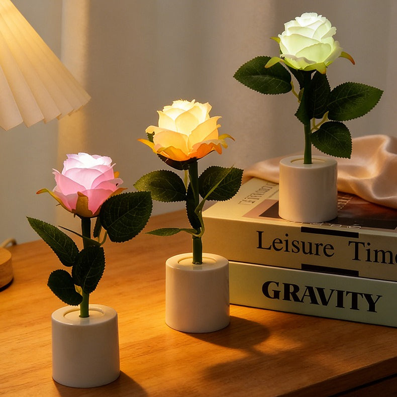 Mini LED Rose Night Light Bedroom Tabletop Decor