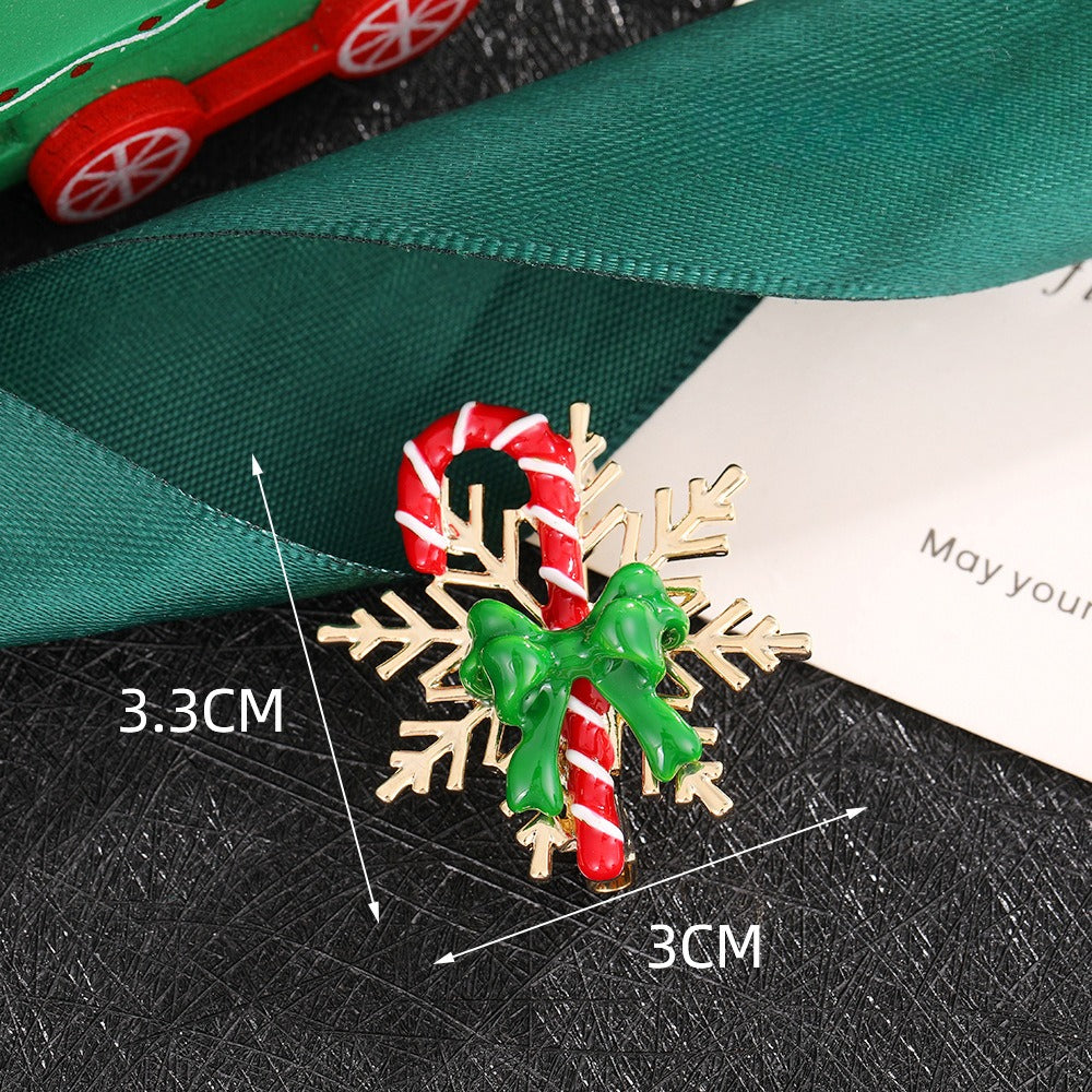 Christmas Alloy Holiday Brooch Set Festive Pin