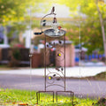 Antique Bronze Solar Bird Bath with Bell Garden Stake