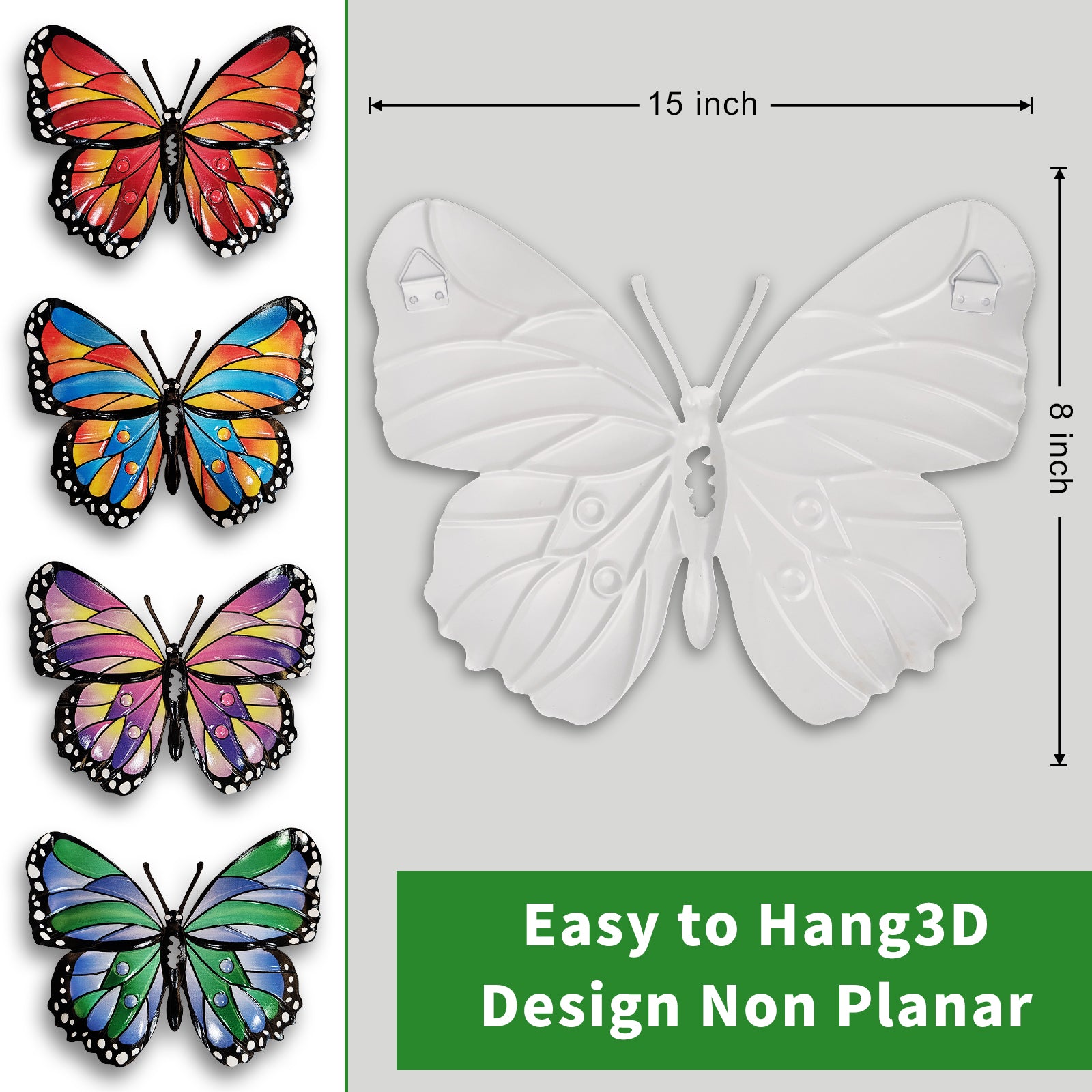 Colorful Metal Butterfly Wall Decor Set of 4 Indoor Outdoor