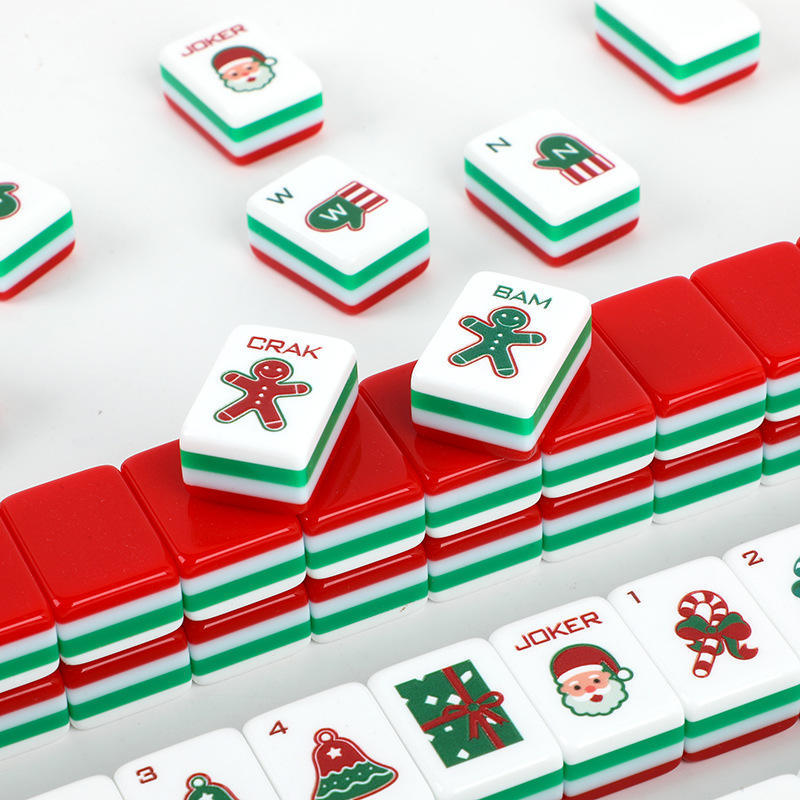 Christmas Themed Mahjong Set Acrylic Mahjong Tiles
