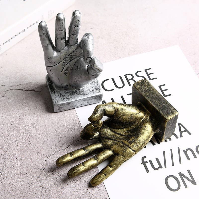 Vintage Hand Gesture Resin Sculpture Home Office Decor