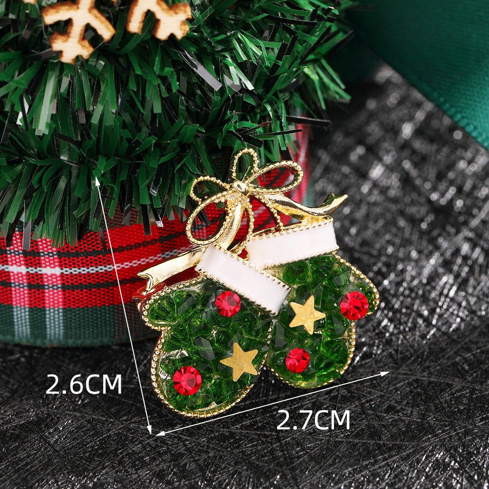 Christmas Alloy Brooch Set Festive Holiday Pin Accessories