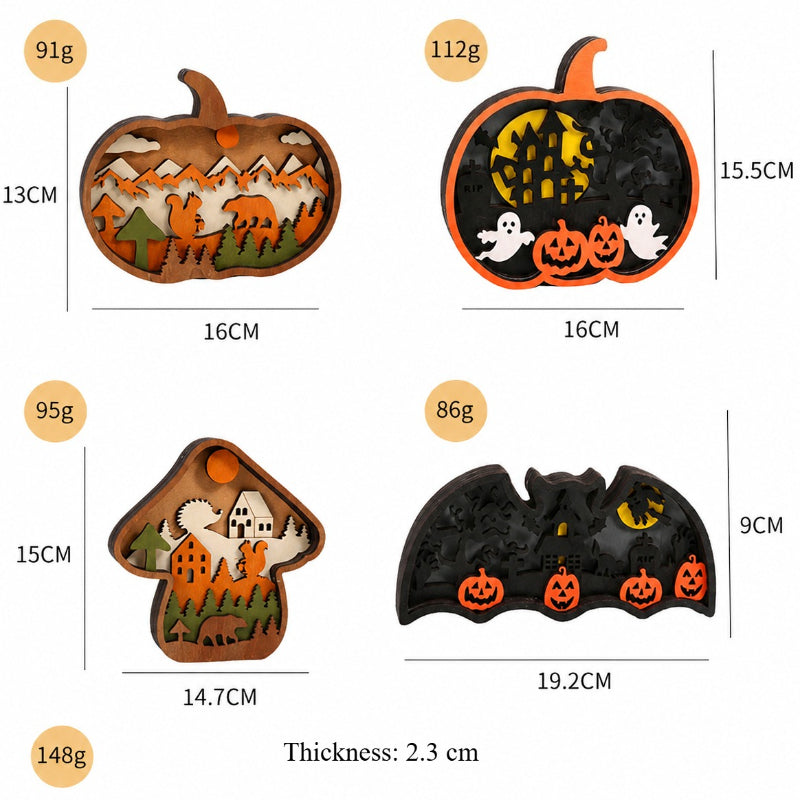Halloween Wooden Tabletop Decor Pumpkin Ghost Fall Decoration