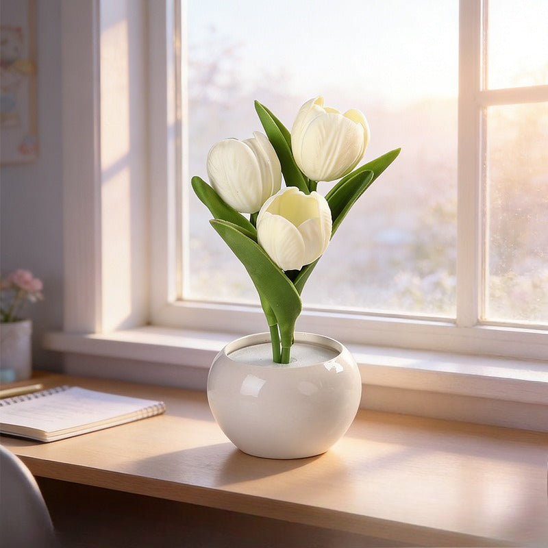 LED Tulip Night Light USB Dimmable Flower Table Lamp