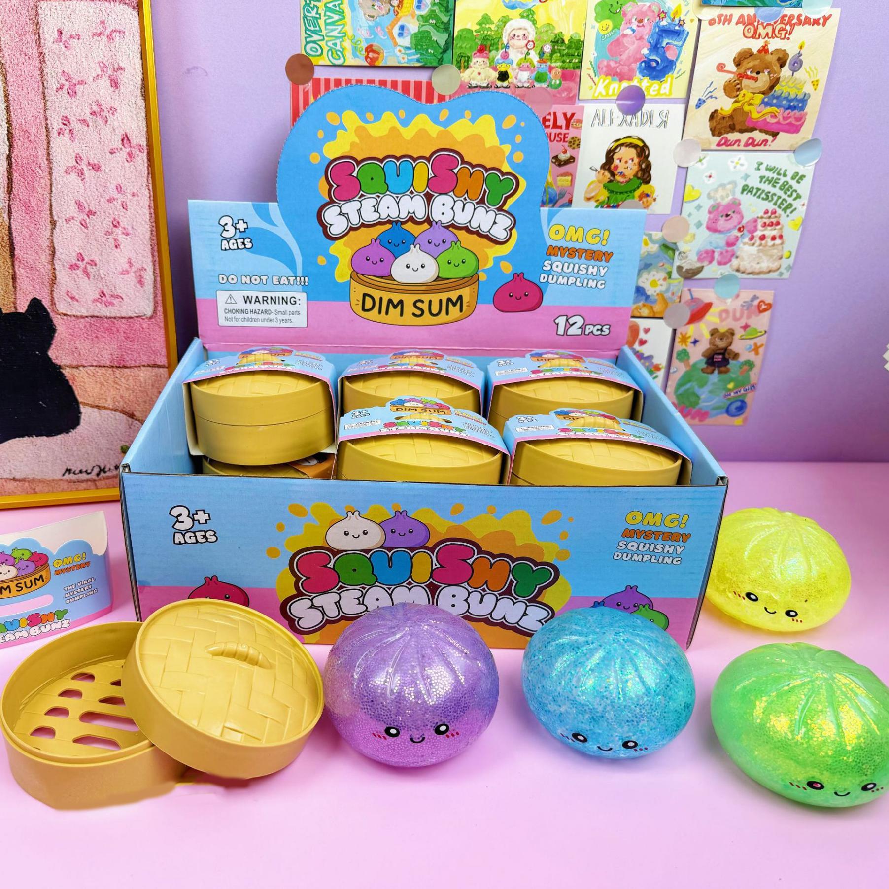 Glitter Bead Dumpling Shape Squishy Stress Relief Toy