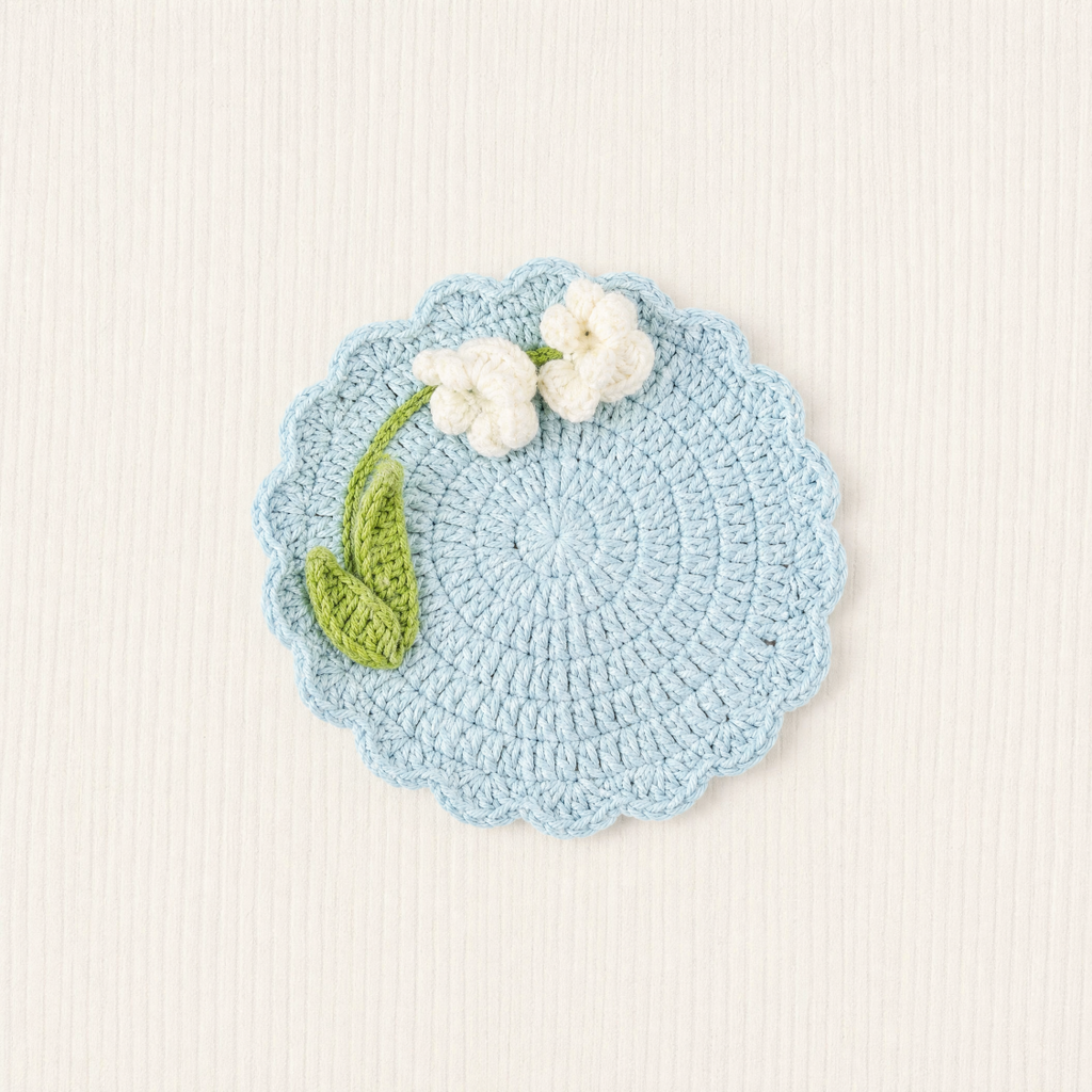 Crochet Flower Coaster Handmade Table Mat Floral Home Decor