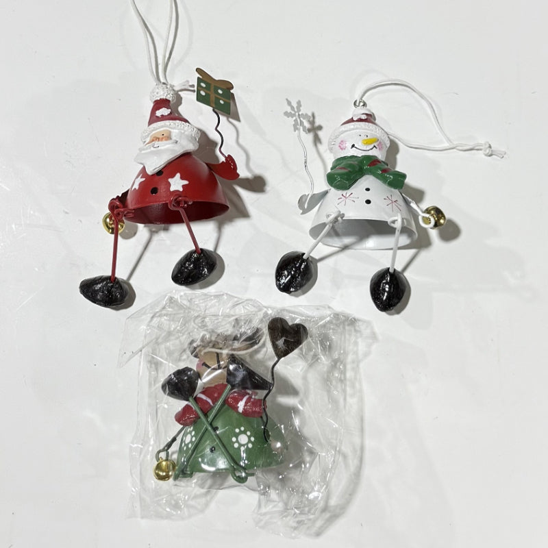 Christmas Santa Snowman Reindeer Hanging Ornaments Metal Decor