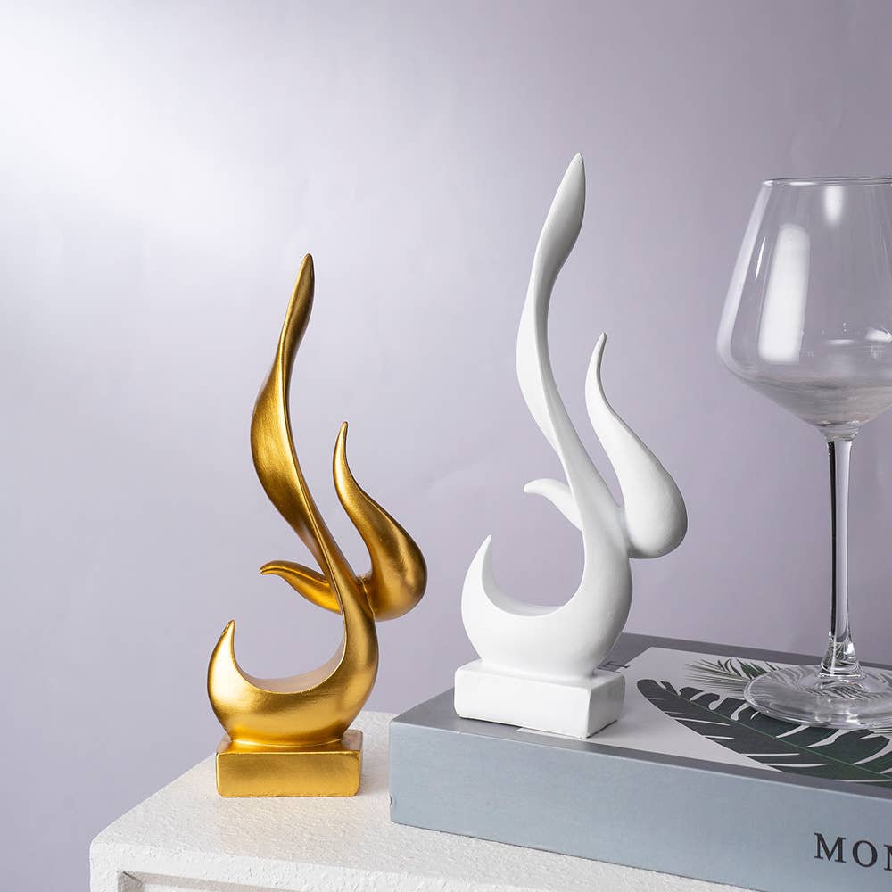 Modern Abstract Flame Resin Sculpture Home Office Decor