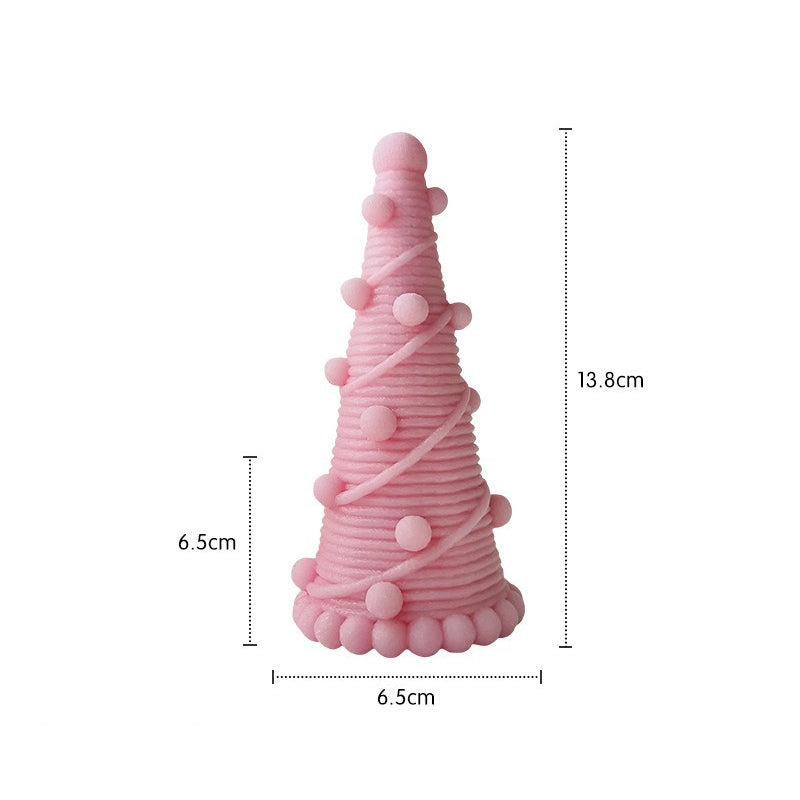 Modern Christmas Tree Candle Decor Colorful Holiday Tabletop Ornament