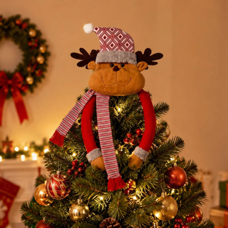 Christmas Santa Tree Topper Plush Holiday Tree Decor