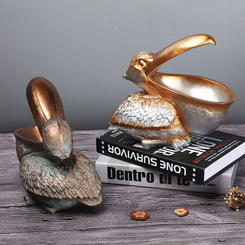 Pelican Resin Storage Bowl Animal Sculpture Home Decor