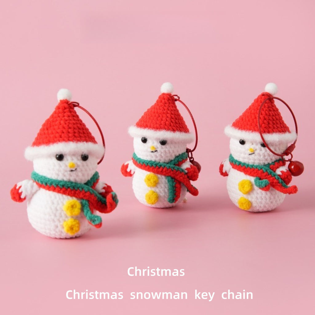 Crochet Snowman Christmas Keychain Holiday Bag Charm
