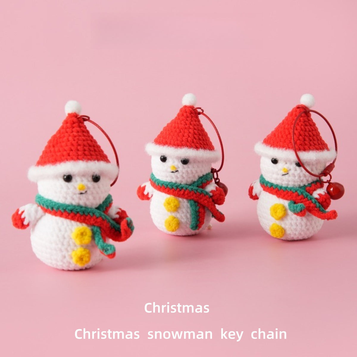 Crochet Snowman Christmas Keychain Holiday Bag Charm