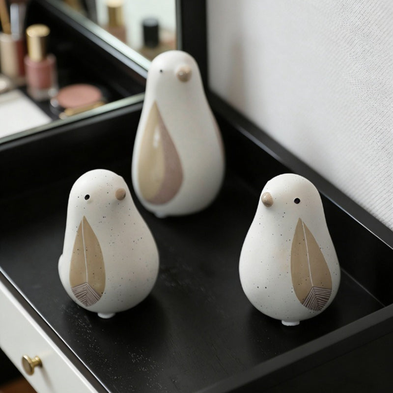Nordic Ceramic Bird Vase Set Cute Desk Home Decoration
