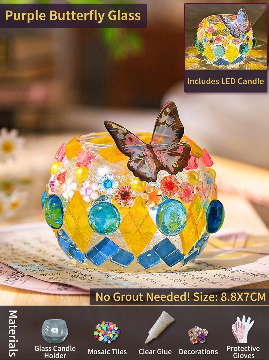 DIY Mosaic Lamp Kit Glass Art Craft Night Light Project