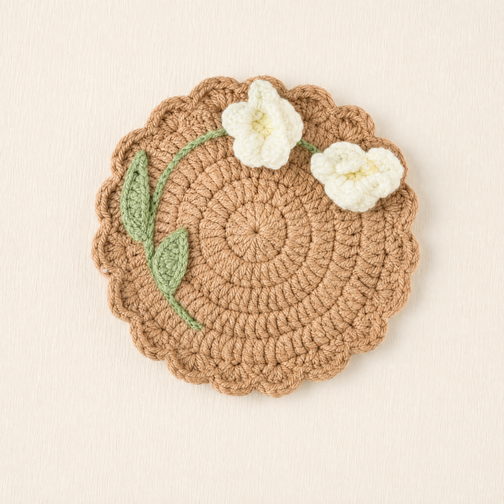 Crochet Flower Coaster Handmade Table Mat Floral Home Decor