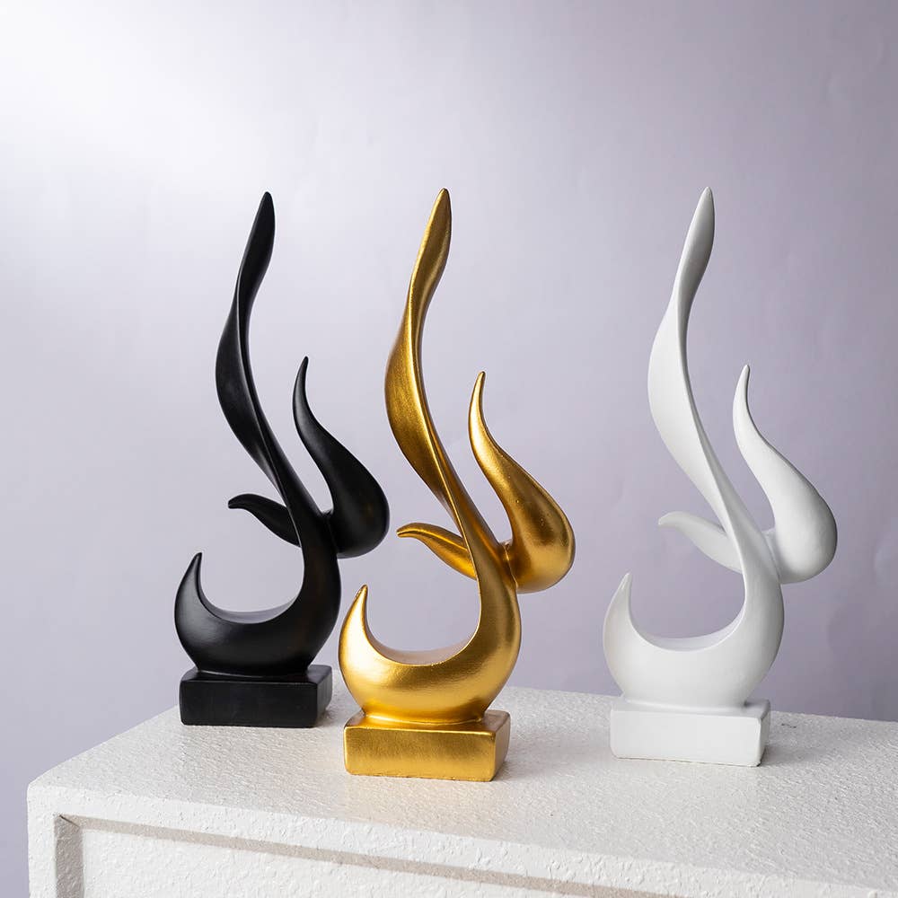Modern Abstract Flame Resin Sculpture Home Office Decor