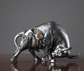 Steampunk Bull Sculpture Modern Resin Decor Home Accent